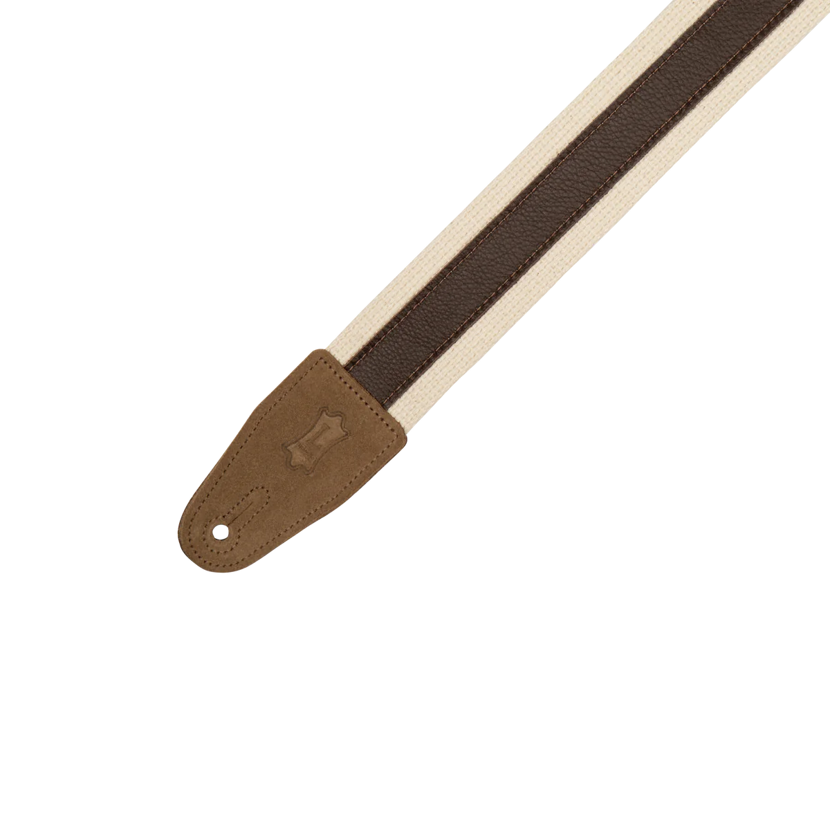 Levy's Leathers - MC2CG-NAT-DBR - 2" Cotton Guitar Strap w Leather Strip