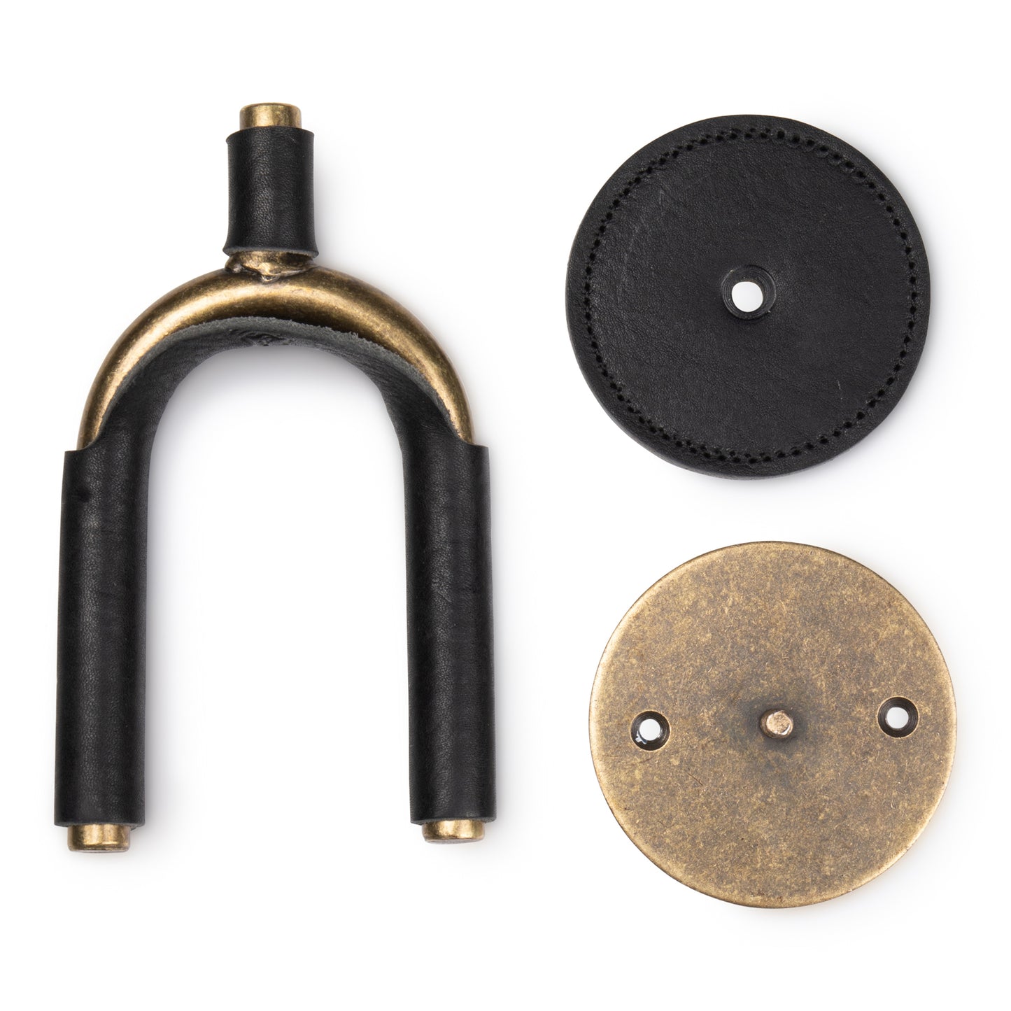 Brass Forged Guitar Hanger w/ Black Leather