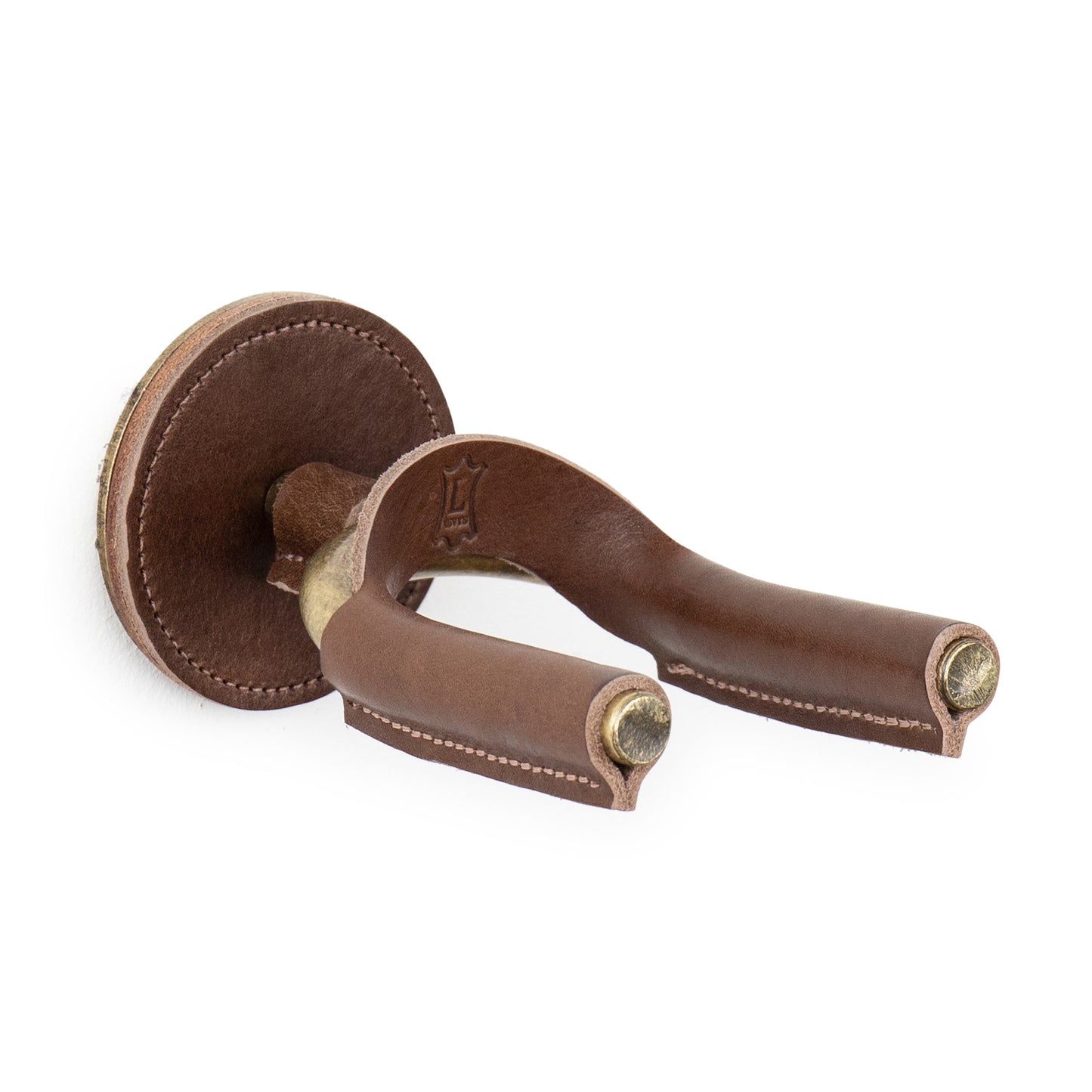 Brass Forged Guitar Hanger w/ Brown Leather