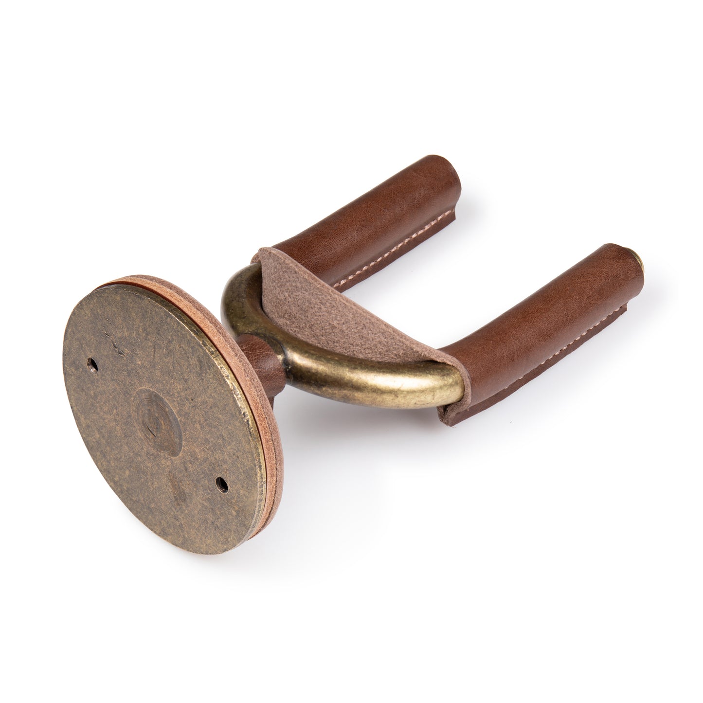 Brass Forged Guitar Hanger w/ Brown Leather