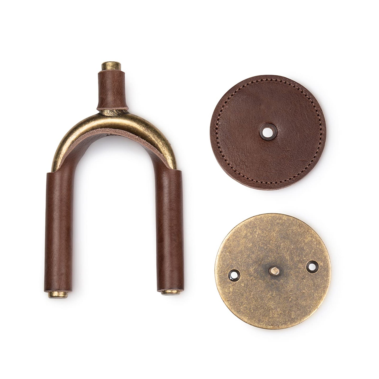 Brass Forged Guitar Hanger w/ Brown Leather