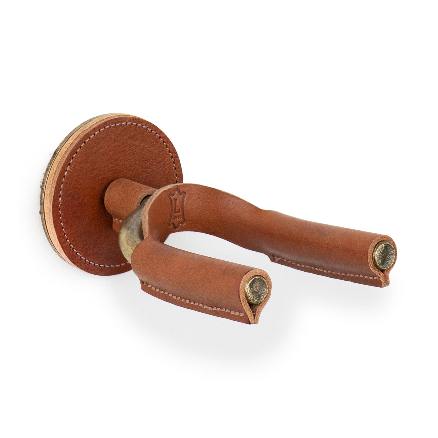 Brass Forged Guitar Hanger w/ Tan Leather