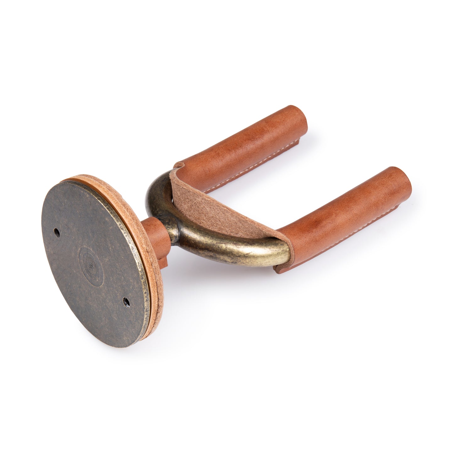 Brass Forged Guitar Hanger w/ Tan Leather