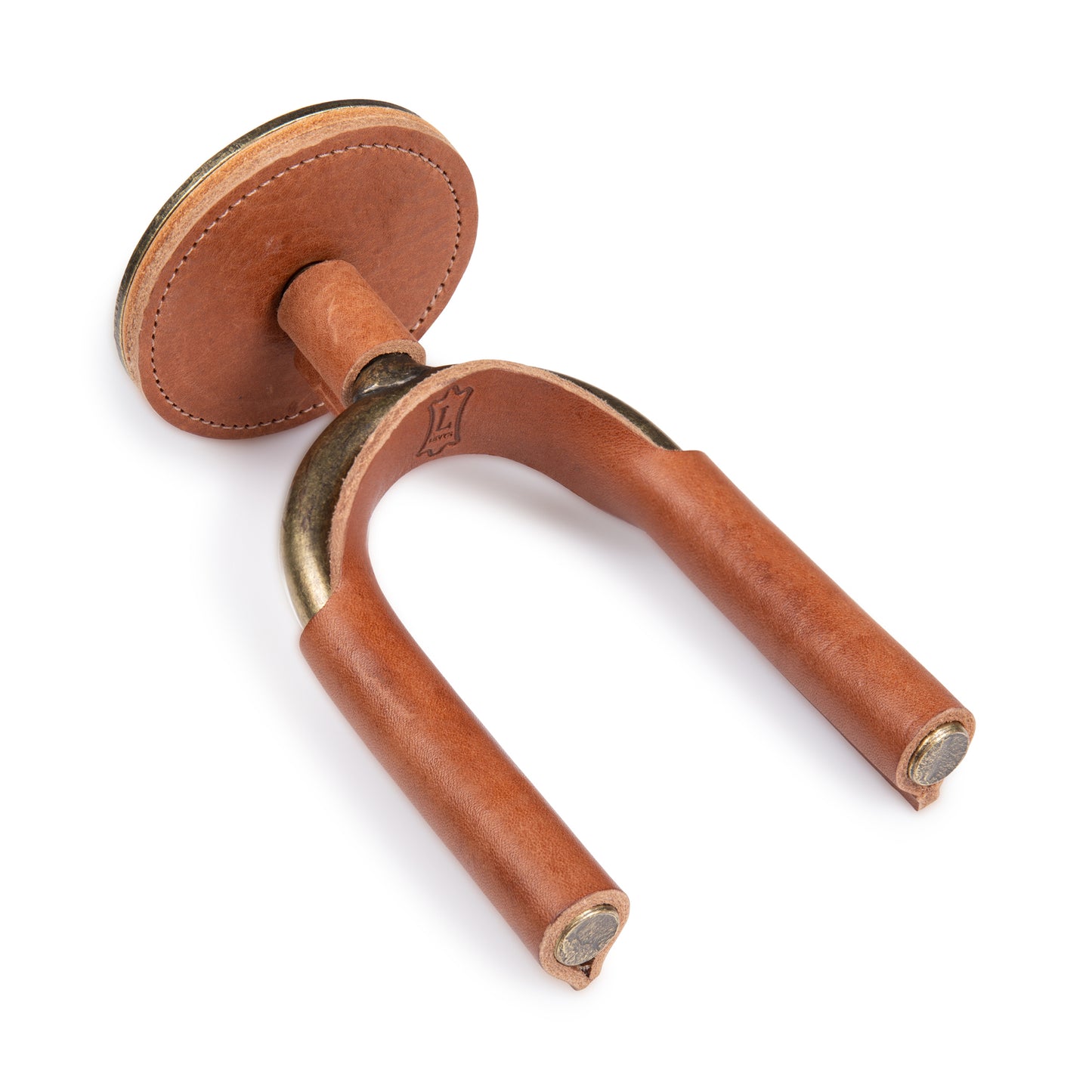Brass Forged Guitar Hanger w/ Tan Leather