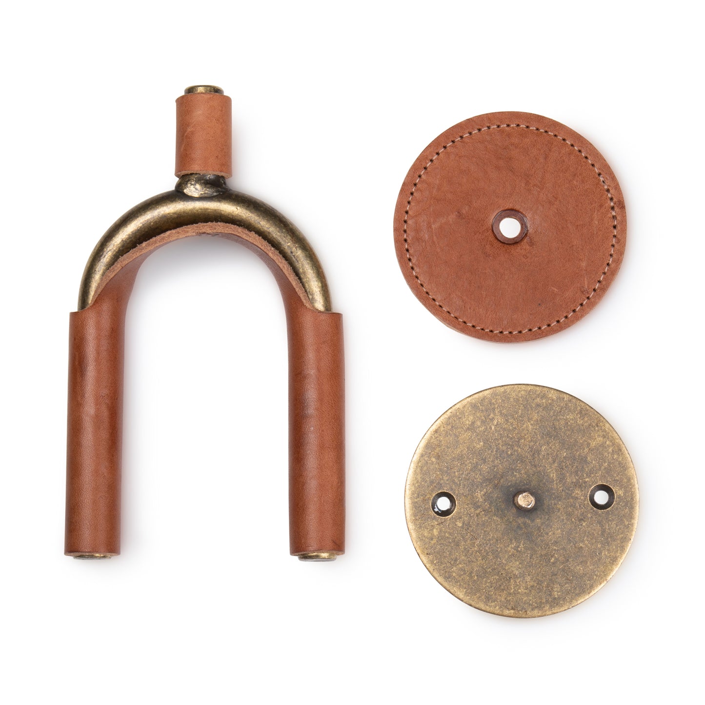 Brass Forged Guitar Hanger w/ Tan Leather