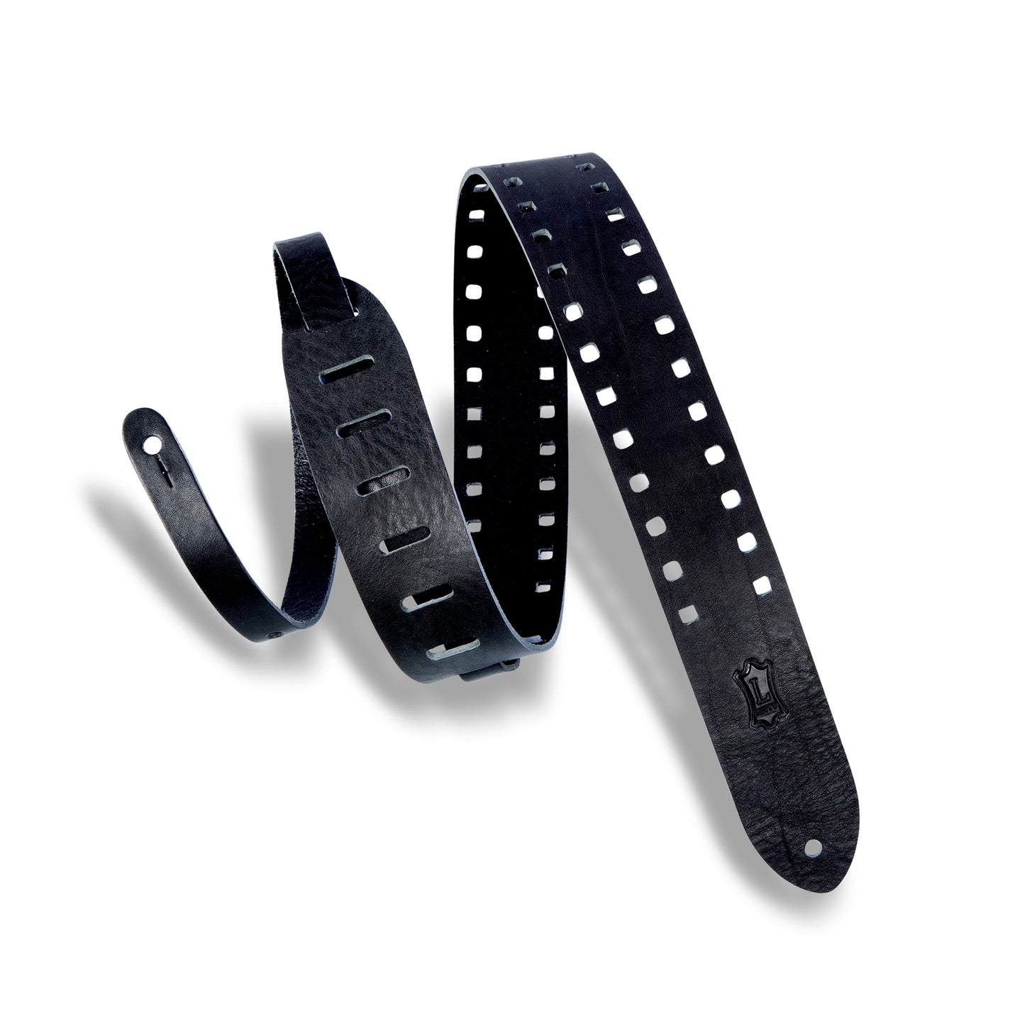 2" Wide Black Veg-tan Leather Guitar Strap