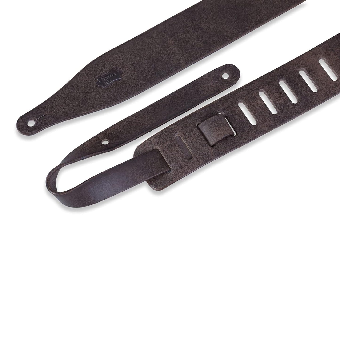 2 1/2" Wide Dark-brn Veg-tan Leather Guitar Strap
