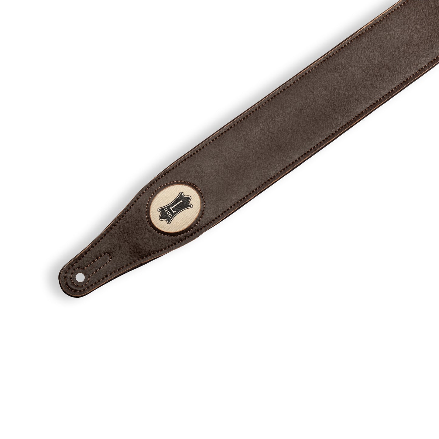 Levy's Leathers - M17VGN-DBR - 2.5" Brown Vegan Leather Strap - Hemp Levy's Logo