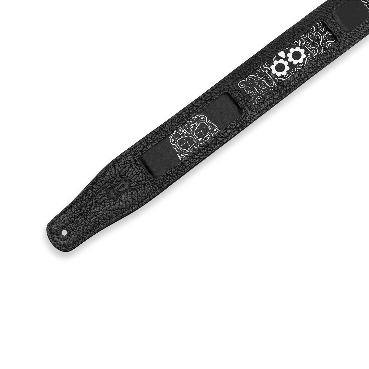 Levy's Calaca Black Leather 2.5"Strap - Skulls