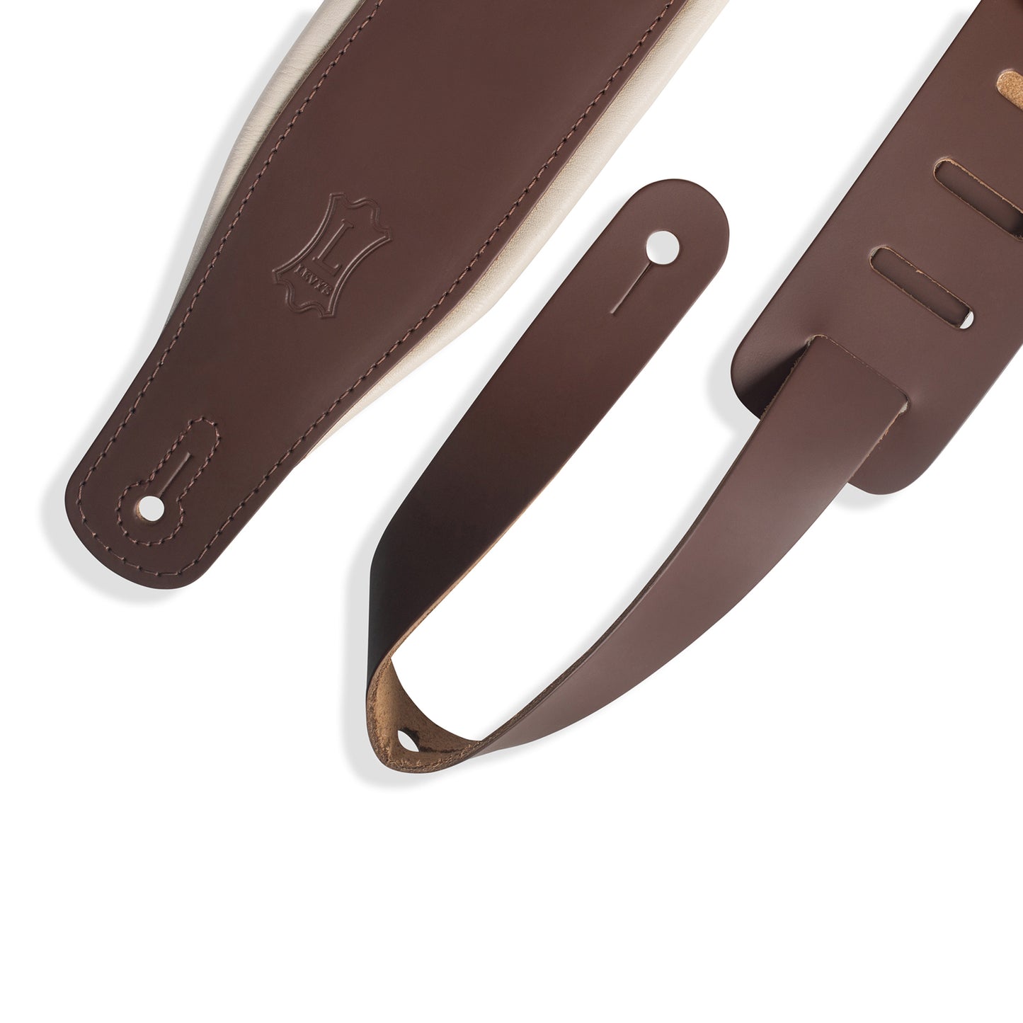 Levy's Leathers - M26PD-BRN_CRM - 3 inch Wide Top Grain Leather Guitar Strap