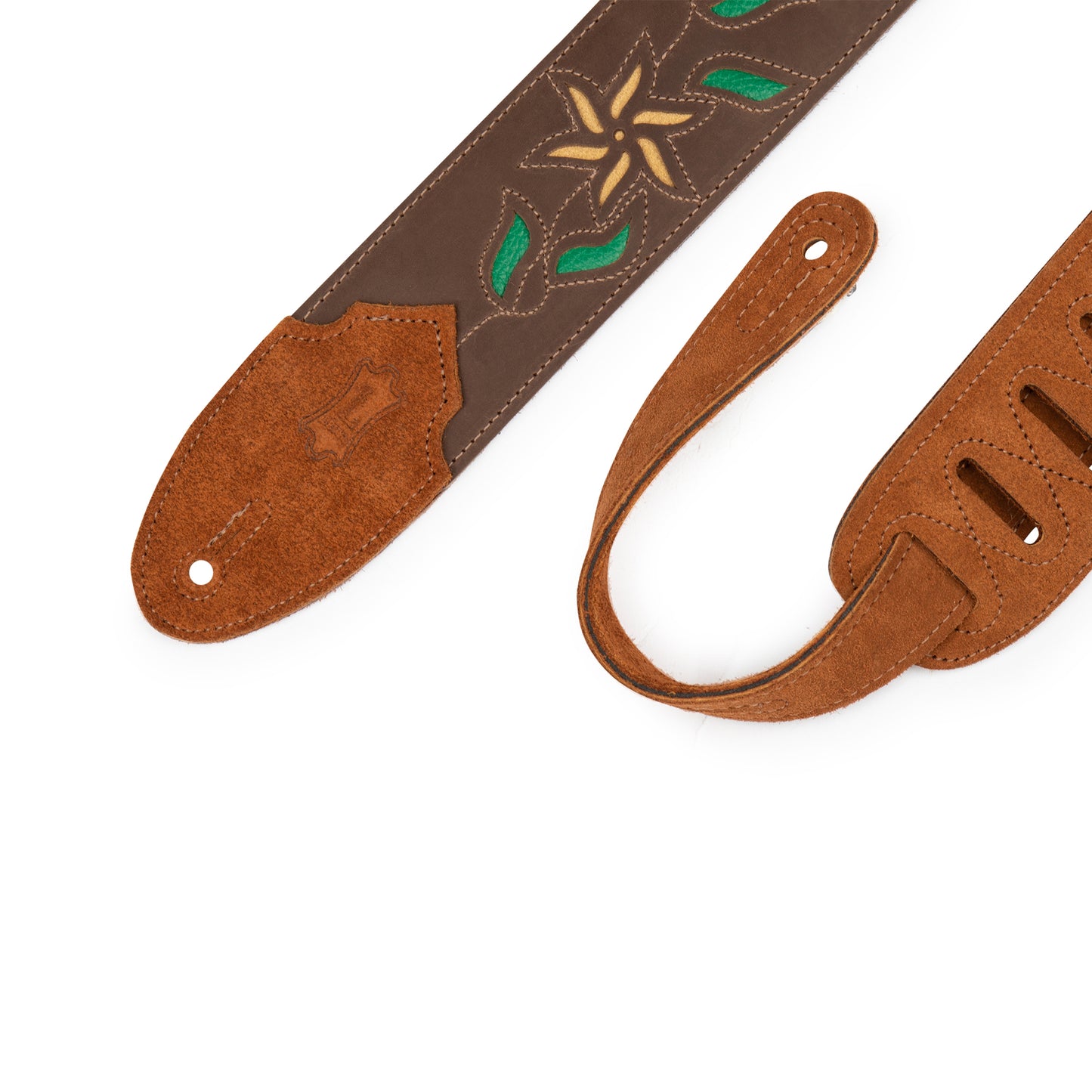 Flowering Vine Guitar Strap-Brown - Yellow Flowers