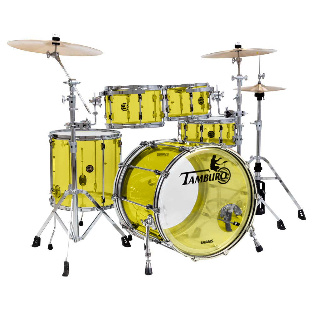 Tamburo TB VL522YW16 VOLUME Series (5-piece seamless-acrylic shell pack with Snare Drum and 22" Bass Drum and 16" Floor Tom) - Yellow