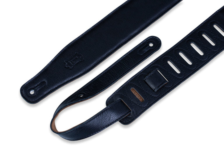 2 1/2" Wide Black Garment Leather Guitar Strap.