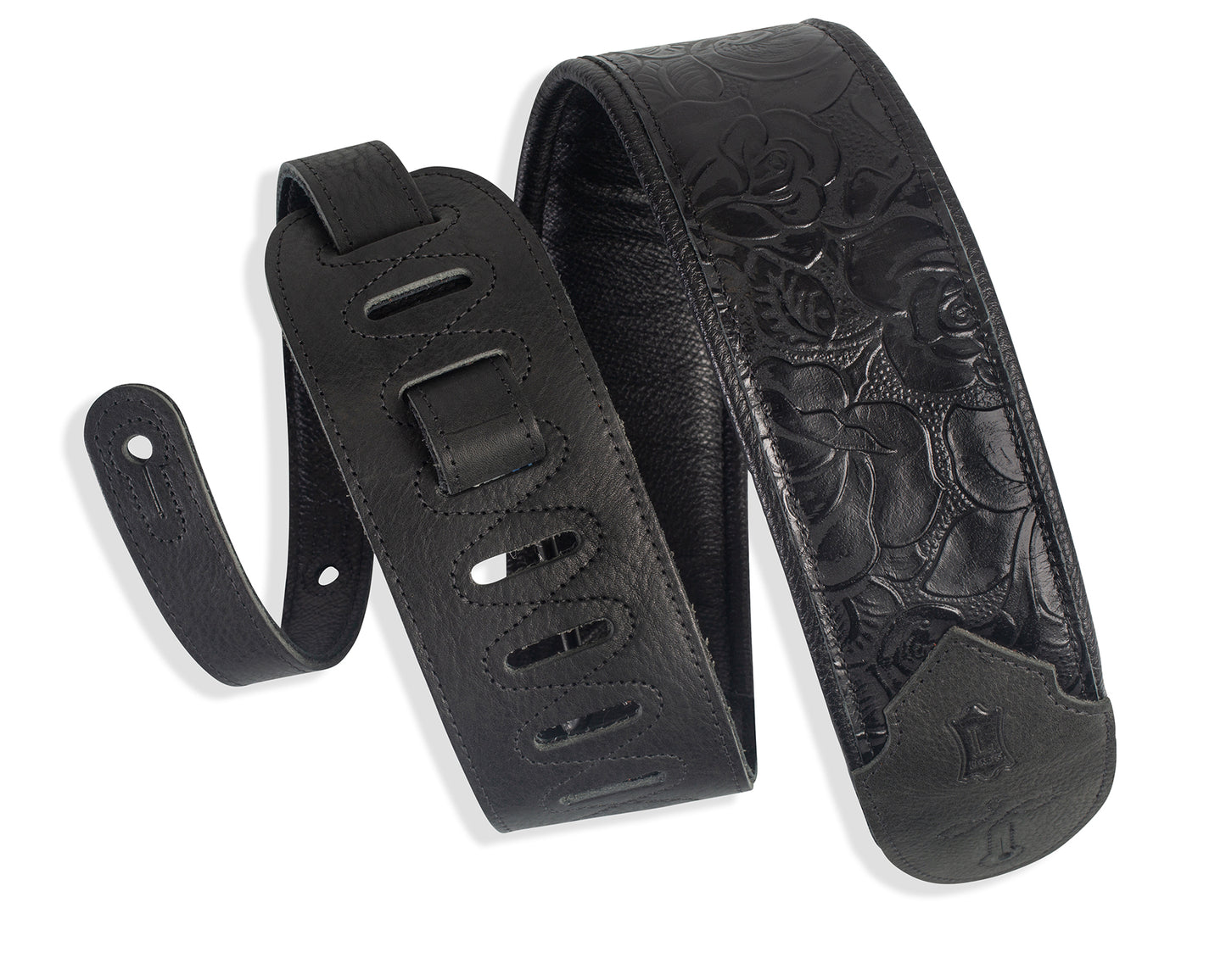 3 inch Wide Embossed Leather Guitar Strap