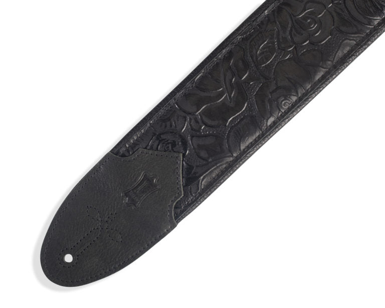 3 inch Wide Embossed Leather Guitar Strap