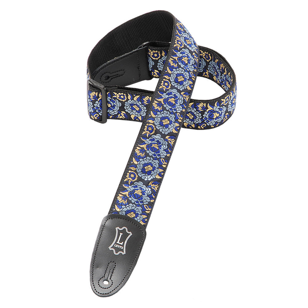 2" Wide Navy Jacquard Guitar Strap.