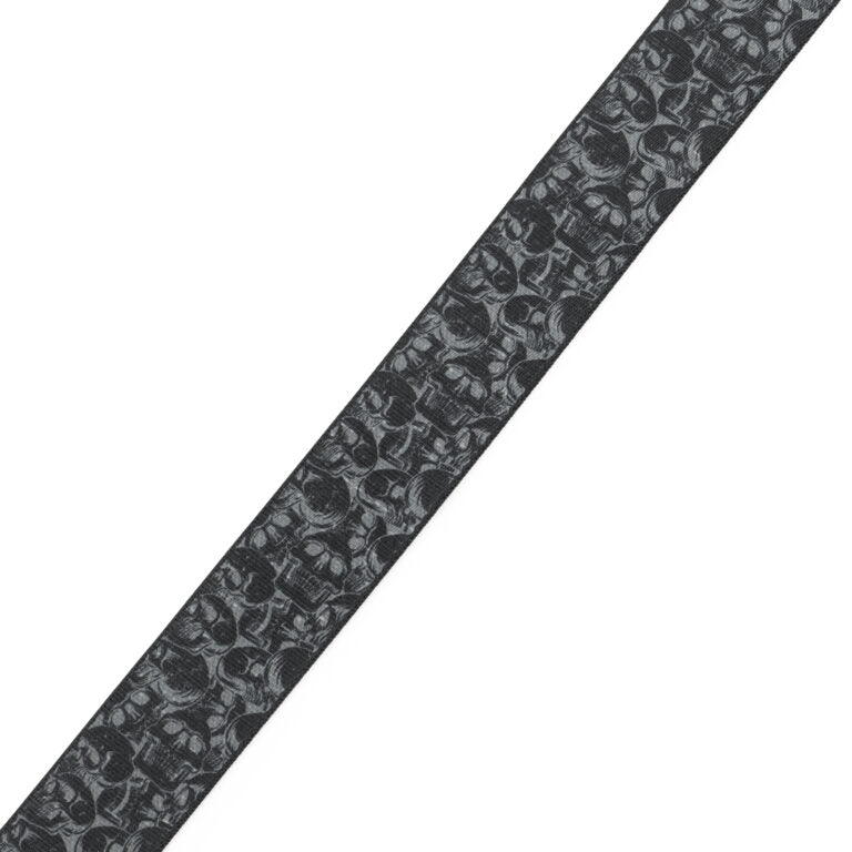 Polyester Guitar Strap - Black & Grey Skulls