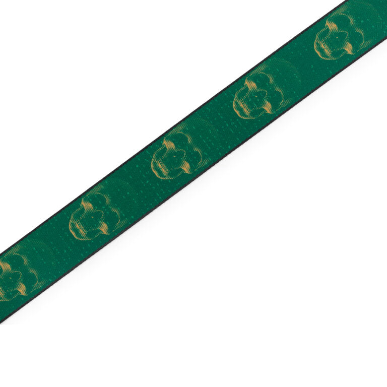 Polyester Guitar Strap - Green & Mustard Skull
