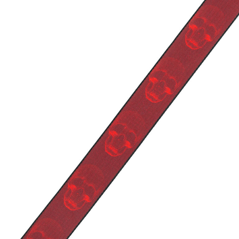 Polyester Guitar Strap - Dark Red & Red Skull
