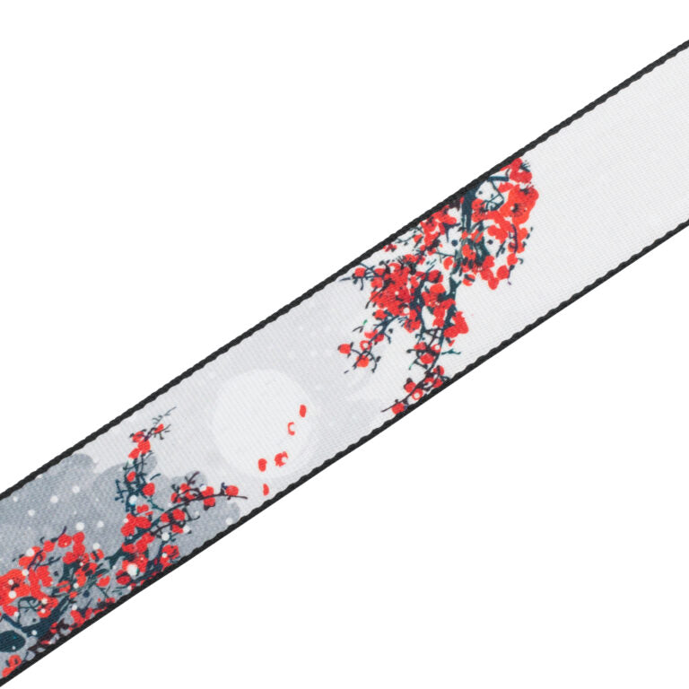Polyester Guitar Strap - Cherry Blossoms & Snow