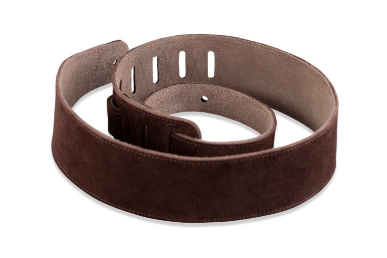 2 1/2" Wide Brown Suede Guitar Strap.