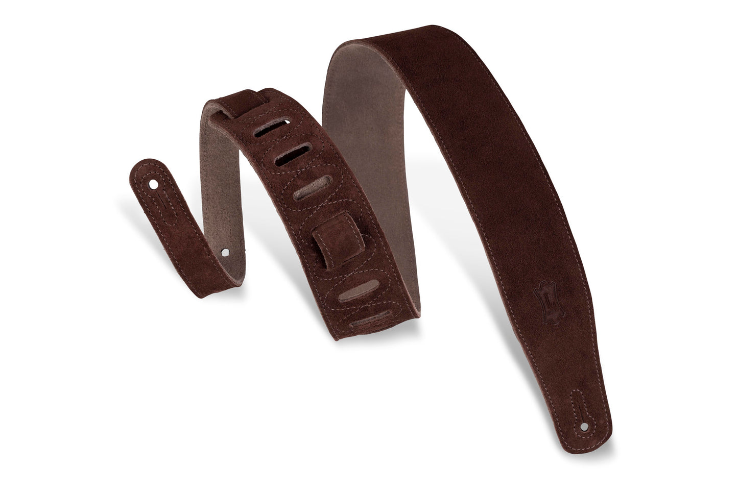 2 1/2" Wide Brown Suede Guitar Strap.