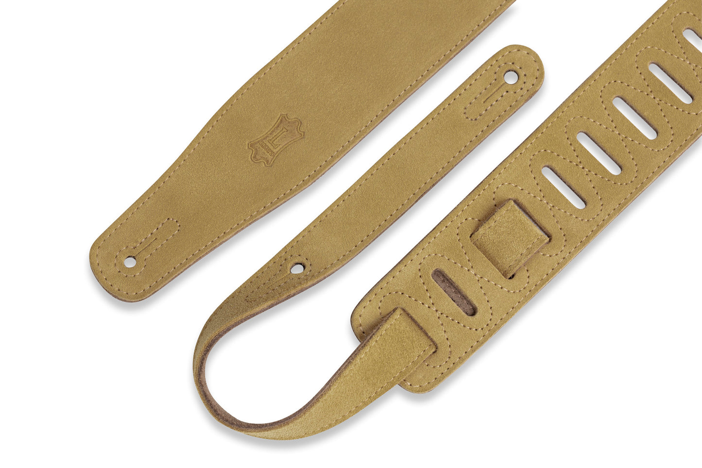 2 1/2" Wide Tan Suede Guitar Strap.