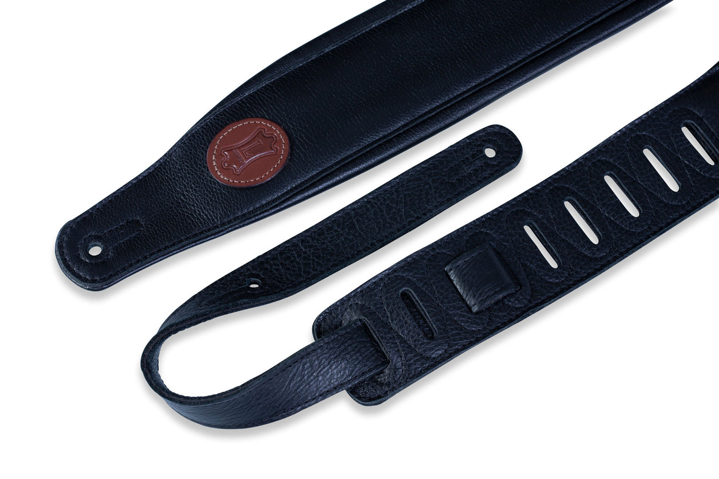 3" Wide Black Garment Leather Guitar Strap.