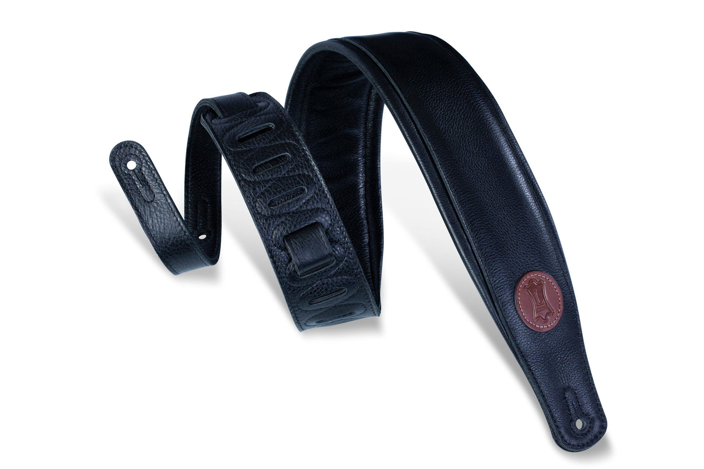 3" Wide Black Garment Leather Guitar Strap.