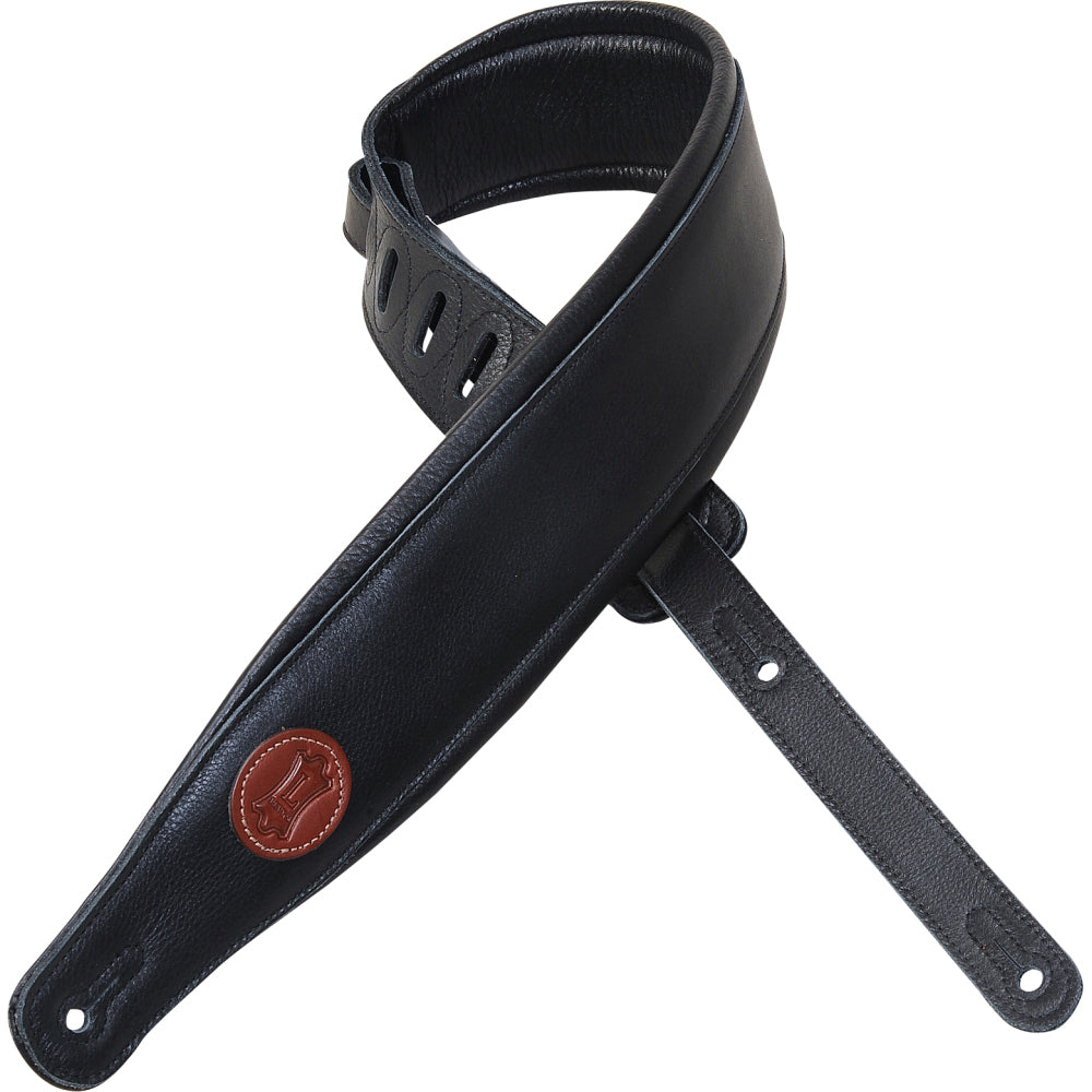 Levy's Leathers - MSS2-XL-BLK - 3" Wide Black Garment Leather Guitar Strap