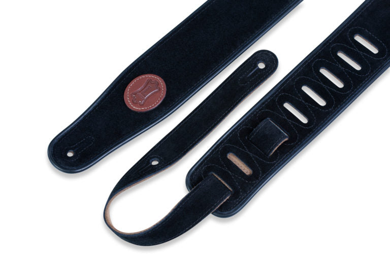 2 1/2" Wide Black Suede Guitar Strap.
