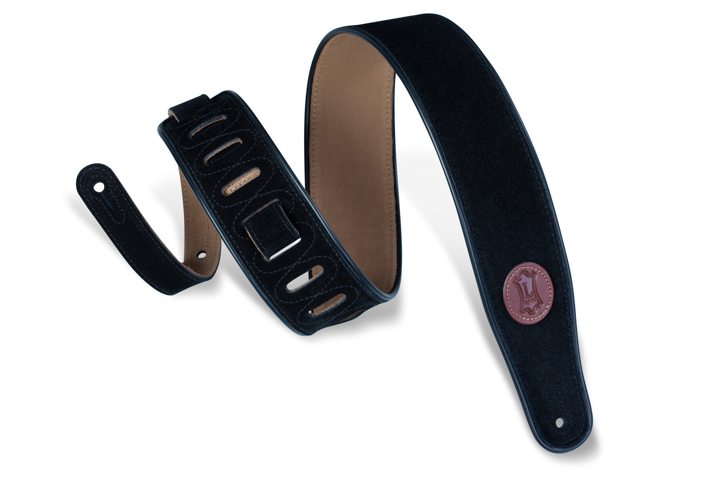 2 1/2" Wide Black Suede Guitar Strap.