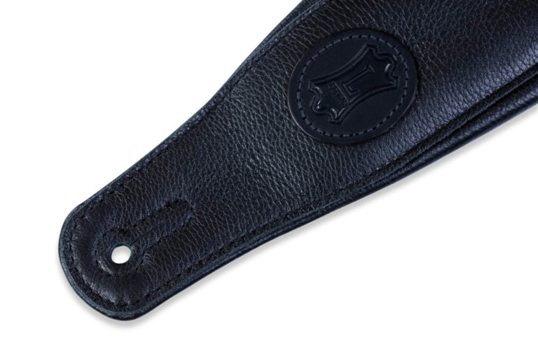 3" Wide Black Garment Leather Guitar Strap
