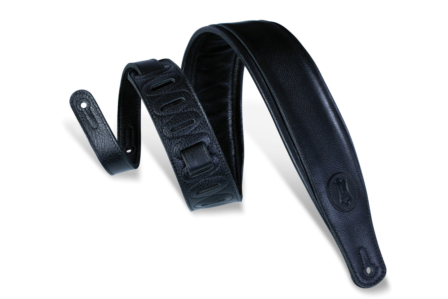 3" Wide Black Garment Leather Guitar Strap