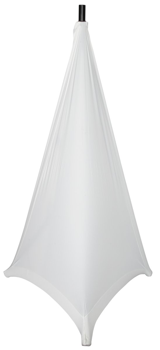 Stretchy cover to cover two base sides of most tripod style speaker stands. White