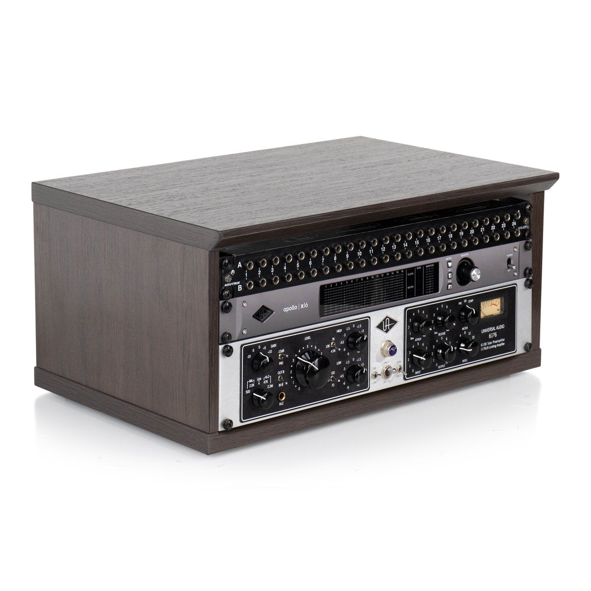 Elite Furniture Series 4U Desktop Studio Rack in Dark Walnut Brown Finish