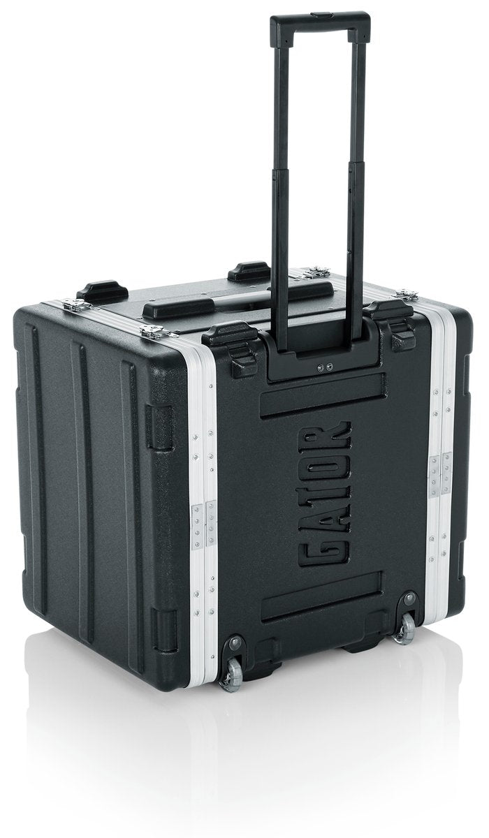 Molded PE Rack Case; Front, Rear Rails; 8U; 19" Deep; Locking, Pull Handle, Recessed Wheels; w/ Power Supply