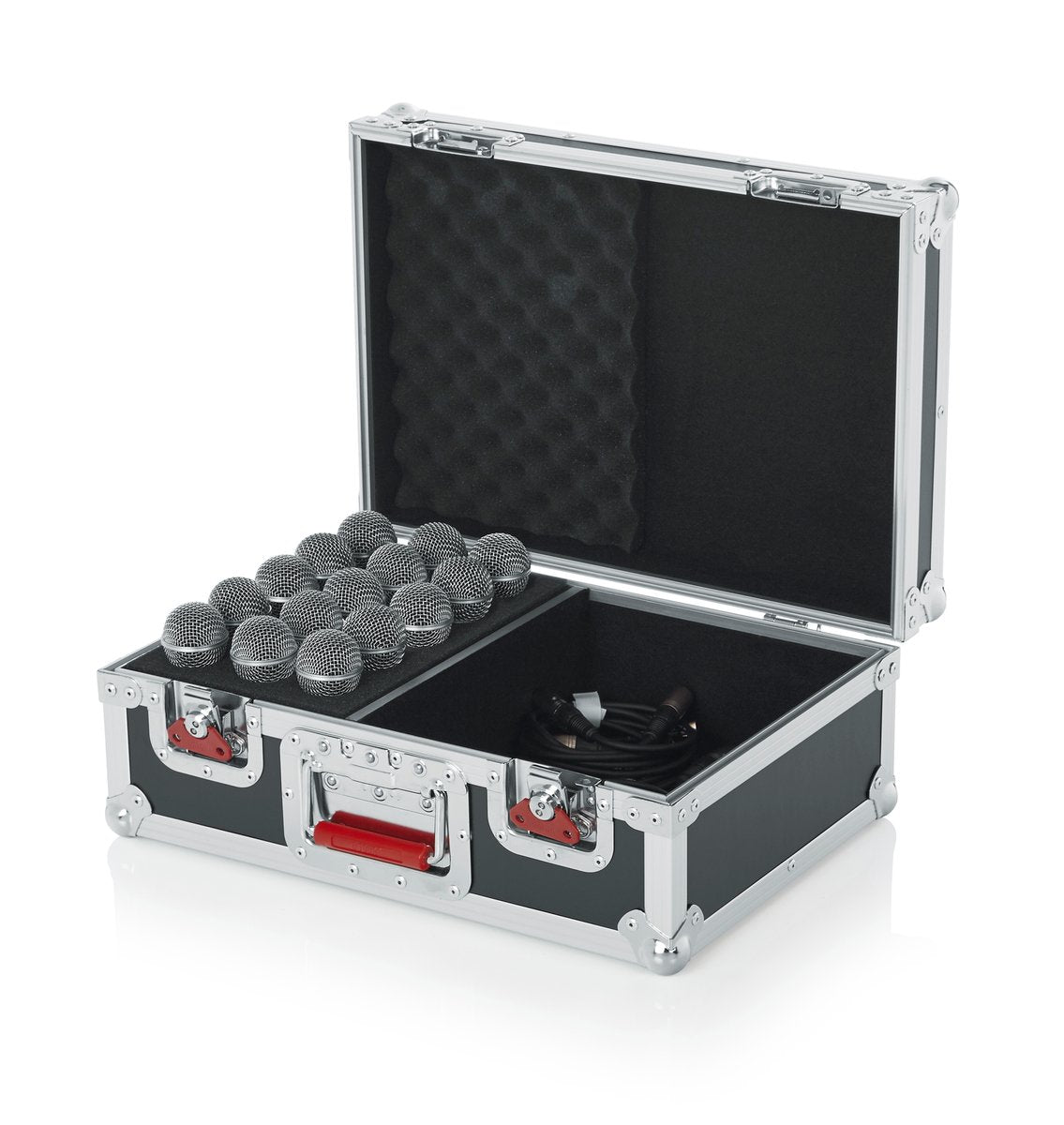 ATA Wood Flight Case w/ Drops for 15 Mics; Recessed Latches; Cable Storage