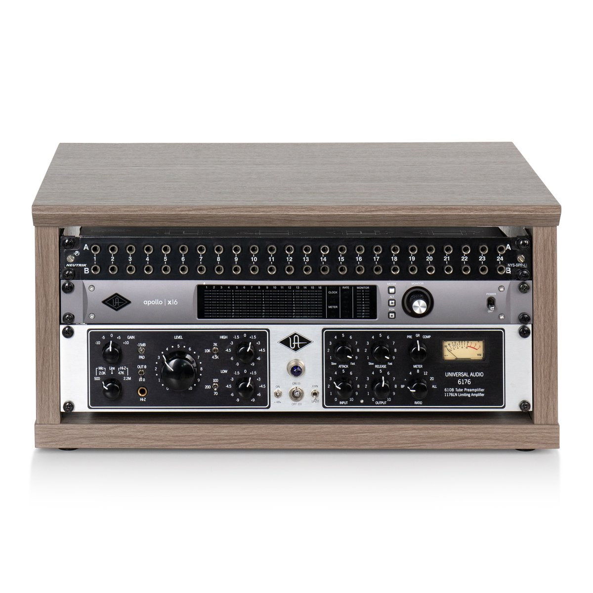 Elite Furniture Series 4U Desktop Studio Rack in Driftwood Grey Finish