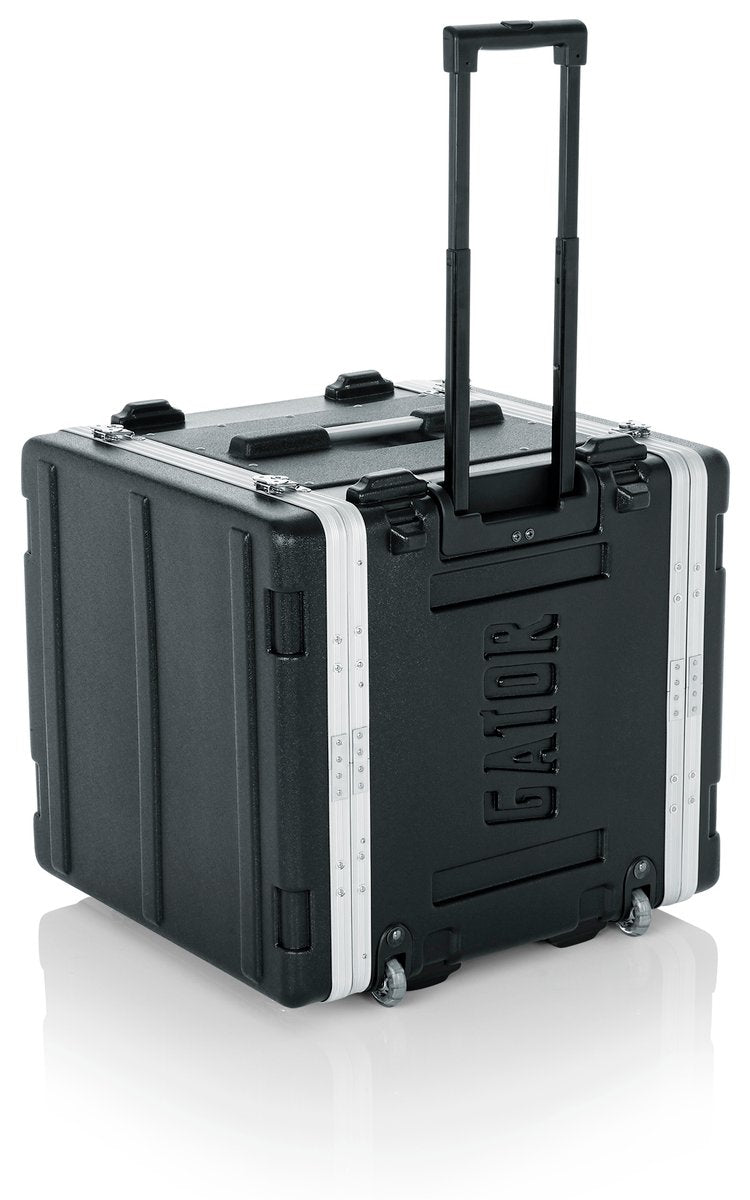 Molded PE Rack Case; Front, Rear Rails; 10U; 19" Deep; Locking, Pull Handle, Recessed Wheels; w/ Power Supply