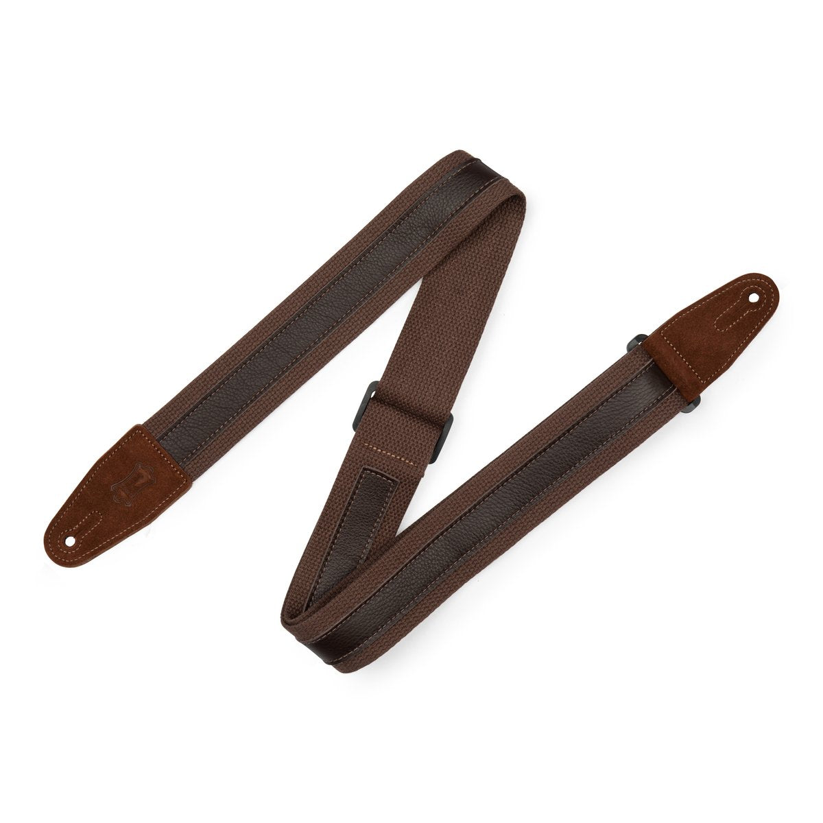 2" Brown Cotton Guitar Strap with Dark Brown