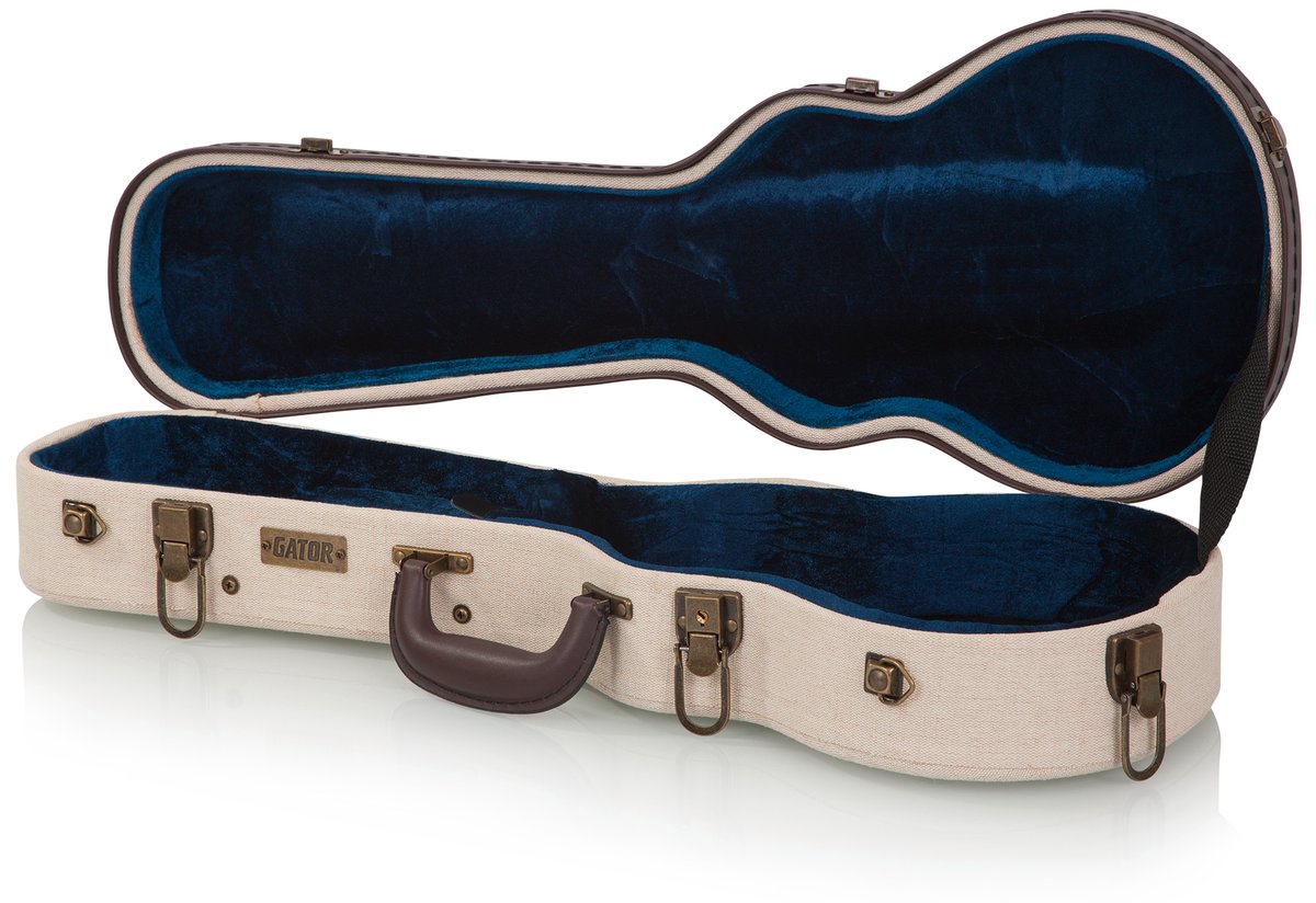 Deluxe Wood Case for Concert Style Ukulele; Journeyman Burlap Exterior