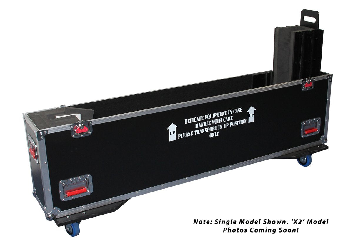 G-TOUR case designed to easily adjust and fit two LCD, LED or plasma screens in the 60" to 65" class. Interior dims 62.5 X 6.3 X 36 (X2)