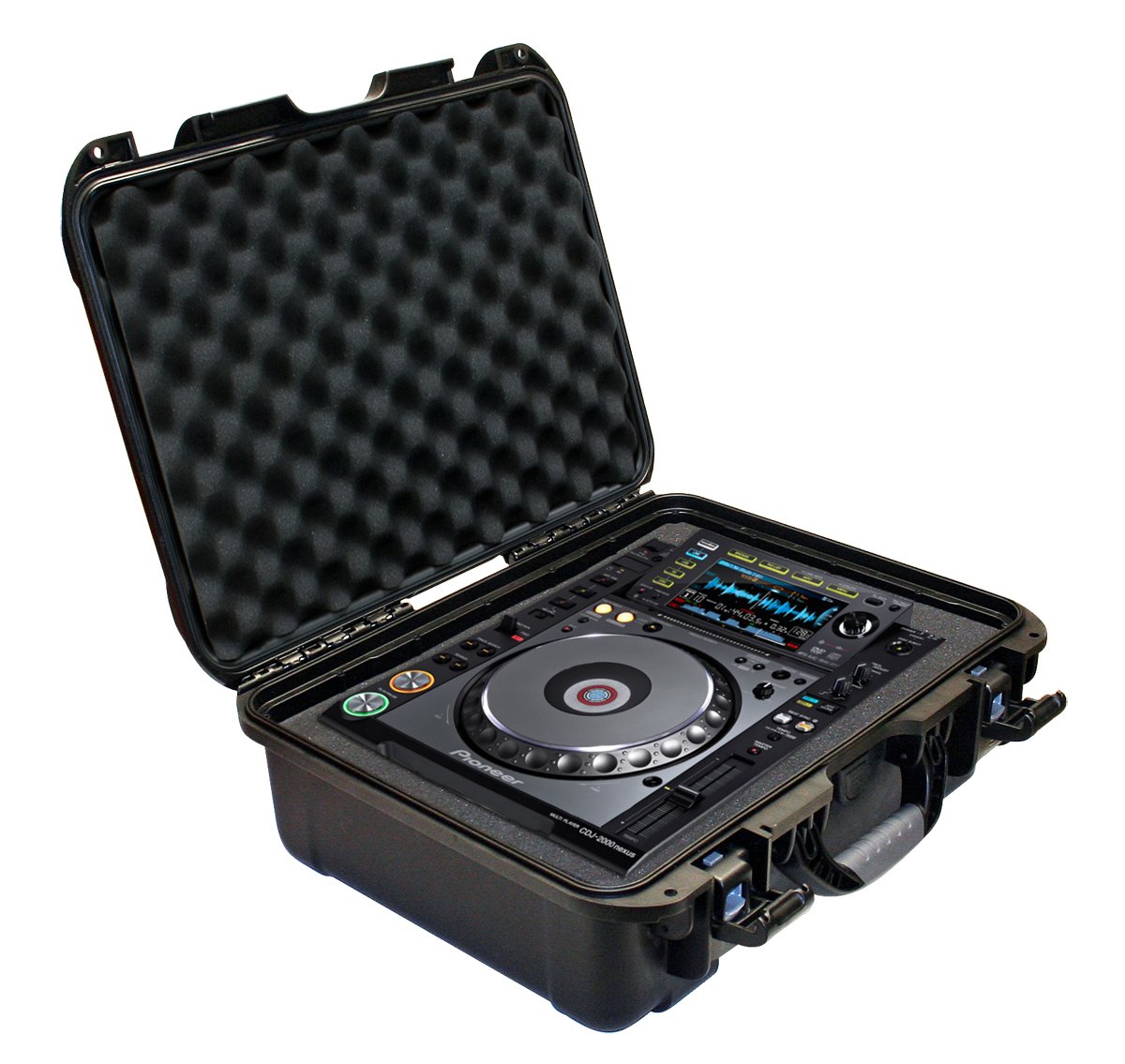 Black Waterproof Injection Molded Case with Custom Foam Insert for Pioneer CDJ-2000 or 2000 Nexus