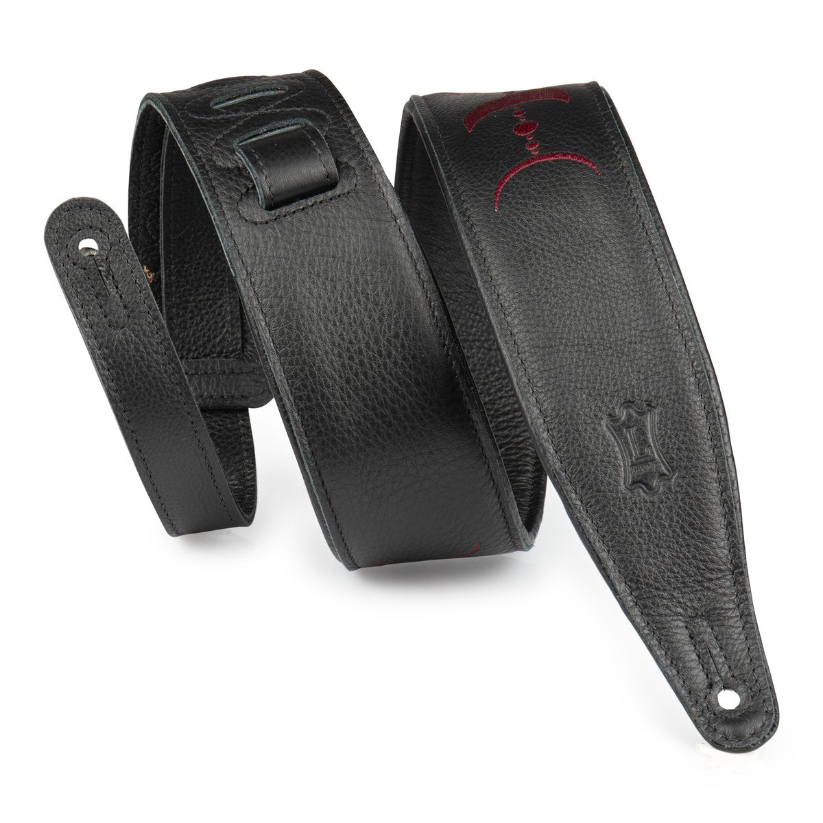 2.5" Black Garment Leather Guitar Strap