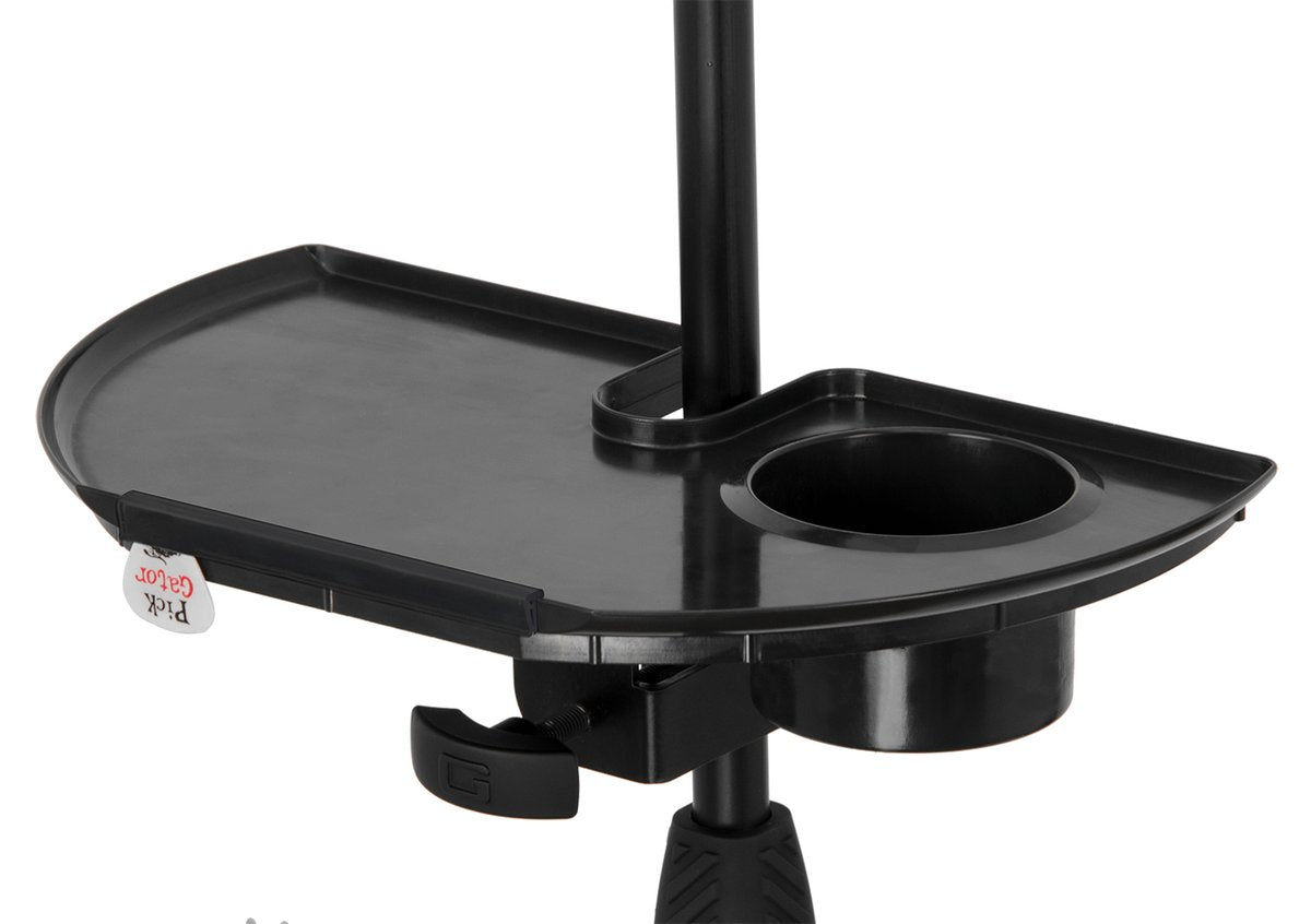 Frameworks Microphone Stand Accessory Tray with Drink Holder and Guitar Pick Tab