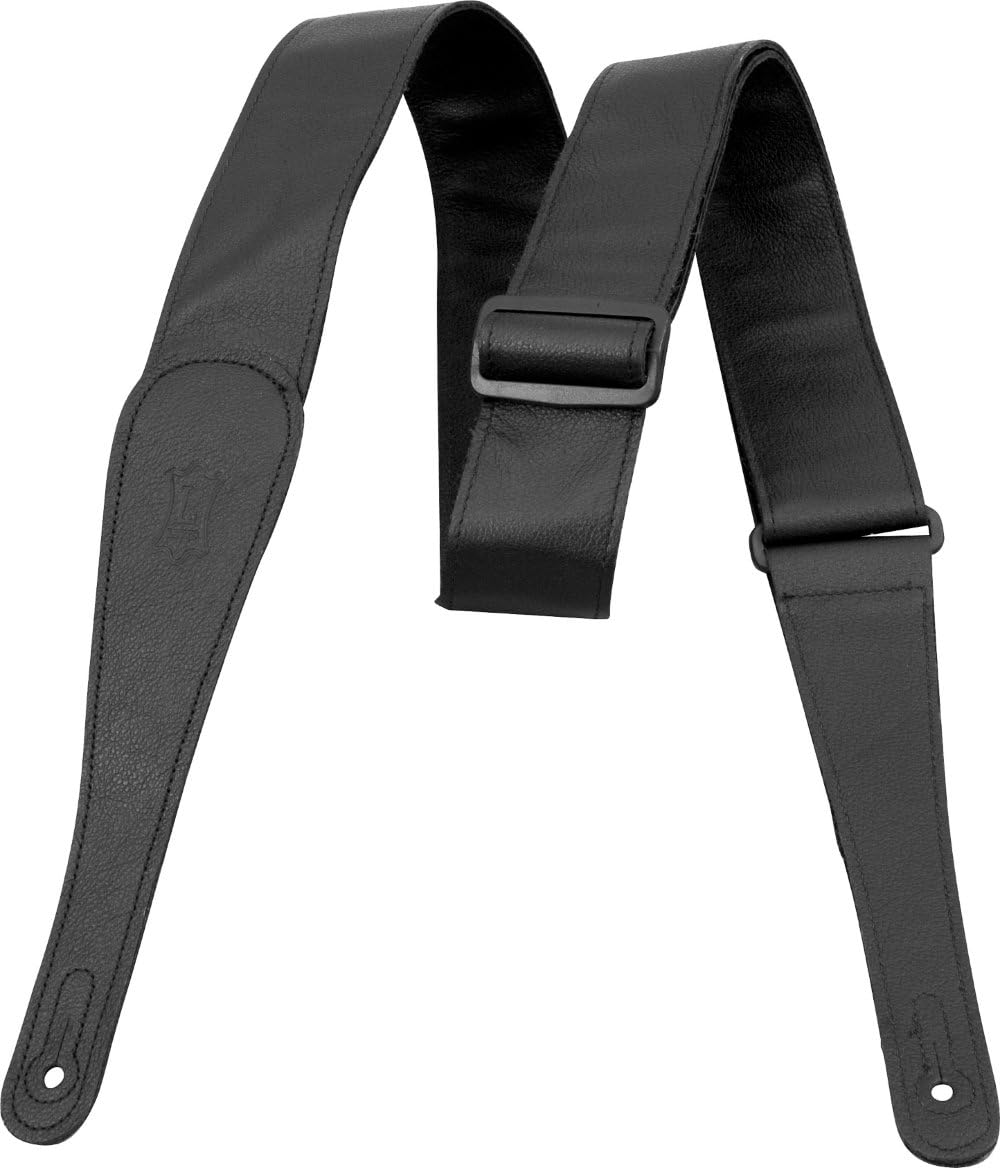 Levy's Leathers - M7GG-BLK - 2" Wide Black Garment Leather Guitar Strap