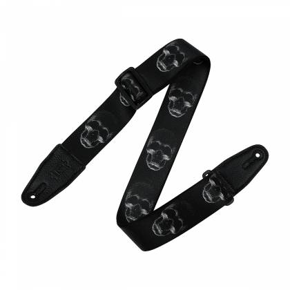 Polyester Guitar Strap - Black & White Skull