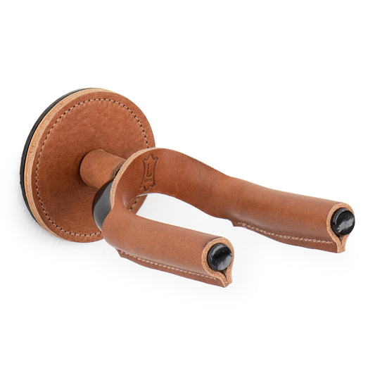 Black Forged Guitar Hanger w/ Tan Leather