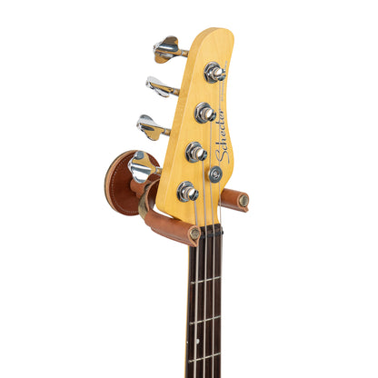 Brass Forged Guitar Hanger w/ Tan Leather
